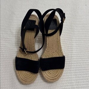 Tory Burch Black Ankle Strap Espadrilles